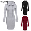 Winter Warm Fleece Sweatshirt Dress Long Sleeve Hoody