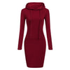 Winter Warm Fleece Sweatshirt Dress Long Sleeve Hoody
