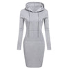 Winter Warm Fleece Sweatshirt Dress Long Sleeve Hoody