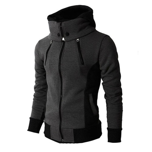 Hoodies Men Long Sleeve Windproof Collar Hooded Sweatshirt