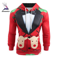 Men Christmas Suit Pattern 3D Print Long Sleeve Hoodie