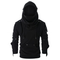Rivet Hoodie Men Gothic Punk Retro Mask Button