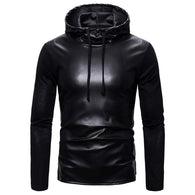 Feitong Fashion Leather Hoodie