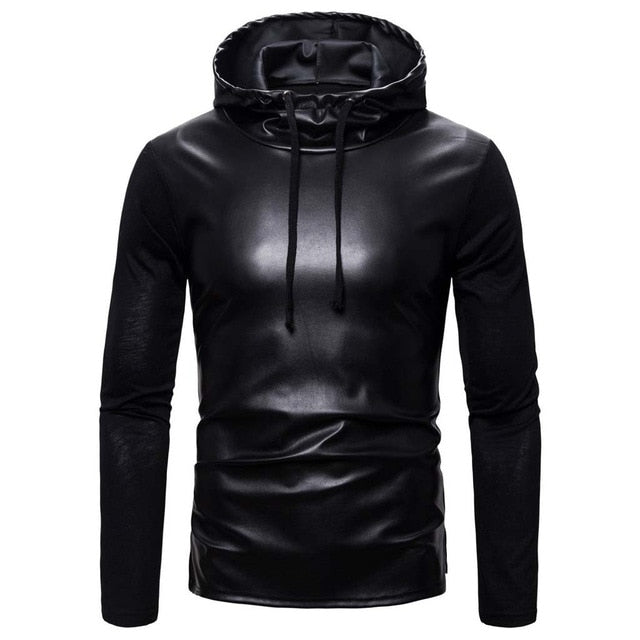 Feitong Fashion Leather Hoodie
