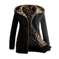 Women Hoodie Coat Plus Velvet Thickened Hooded Leopard Printed hoodie