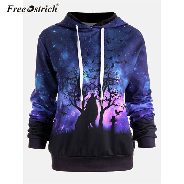 Fashion Slim Women Tops 3D Print Long Sleeve Hoodies