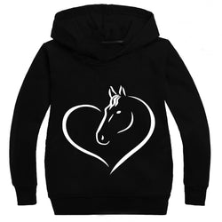 Cute horse Teen Kid Boys Girls Letter Fleece Tops Hoody