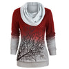Plus Size  Fashion Winter Turtleneck Tree Print Women Warm Hoodies
